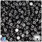 BeadTin Black Opaque 7mm Coin Plastic Alpha Beads - White Hollow Hearts (250pcs)